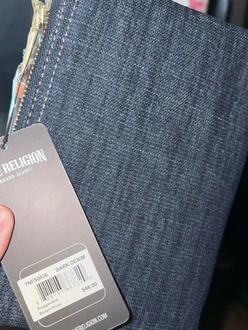 Brand New True Religion Black Denim Wristlet Wallet